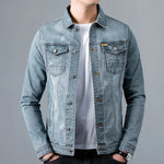 Harry - Men's Faded Stretch Denim Jacket - Gray