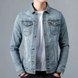 Harry - Men's Faded Stretch Denim Jacket - Gray