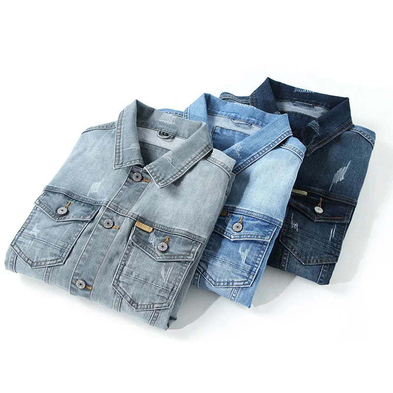 Harry - Men's Faded Stretch Denim Jacket