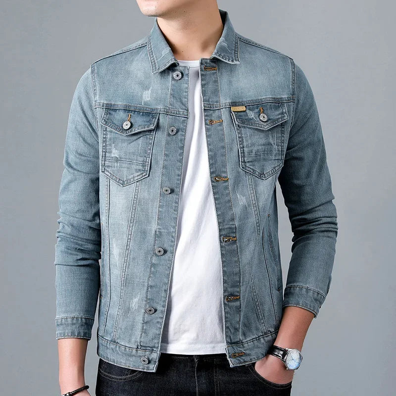 Harry - Men's Faded Stretch Denim Jacket