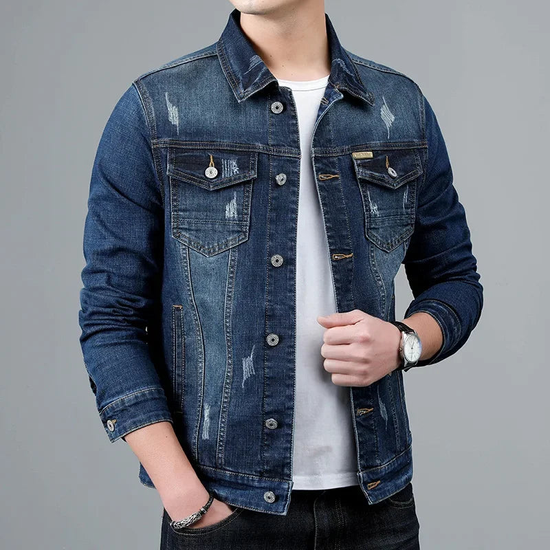 Harry - Men's Faded Stretch Denim Jacket