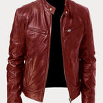 Hector - Men's Leather-Look Zip-Up Moto Jacket - Red