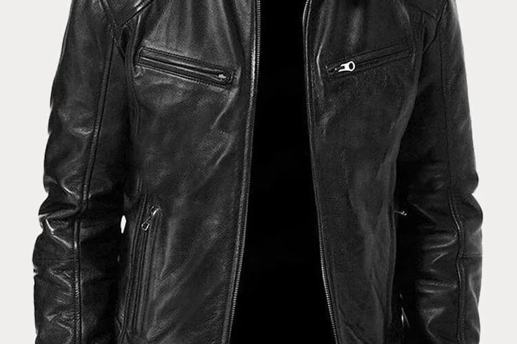 Hector - Men's Leather-Look Zip-Up Moto Jacket - Black