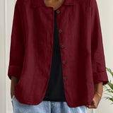 Helle - Women's Oversized Button-Front Blazer - Burgundy