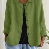 Helle - Women's Oversized Button-Front Blazer - Green