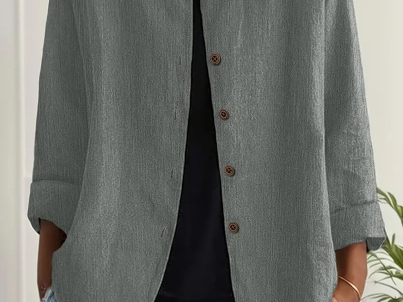 Helle - Women's Oversized Button-Front Blazer