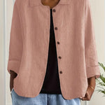Helle - Women's Oversized Button-Front Blazer - Pink