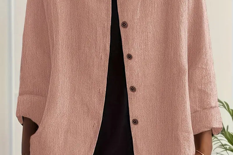 Helle - Women's Oversized Button-Front Blazer - Pink