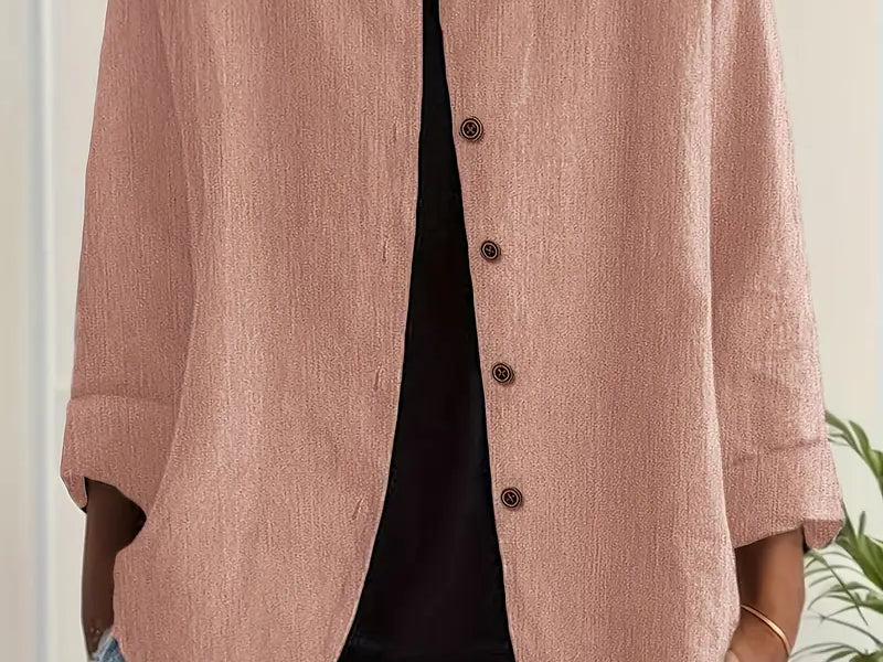 Helle - Women's Oversized Button-Front Blazer - Pink