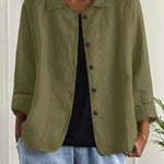 Helle - Women's Oversized Button-Front Blazer - Dark Green