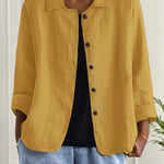 Helle - Women's Oversized Button-Front Blazer - Yellow