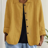 Helle - Women's Oversized Button-Front Blazer - Yellow