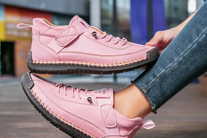 Hesper - Women's Breathable Lace-Up Casual Sneakers - Pink