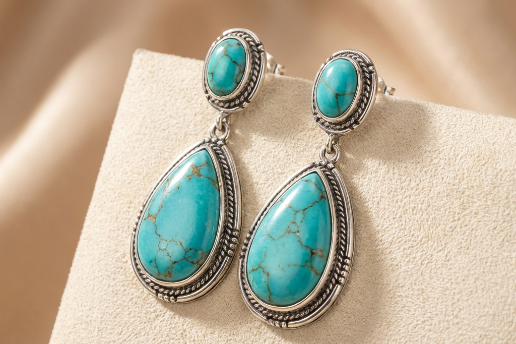 Women's Vintage Turquoise Statement Set | Elegant Necklace & Earrings