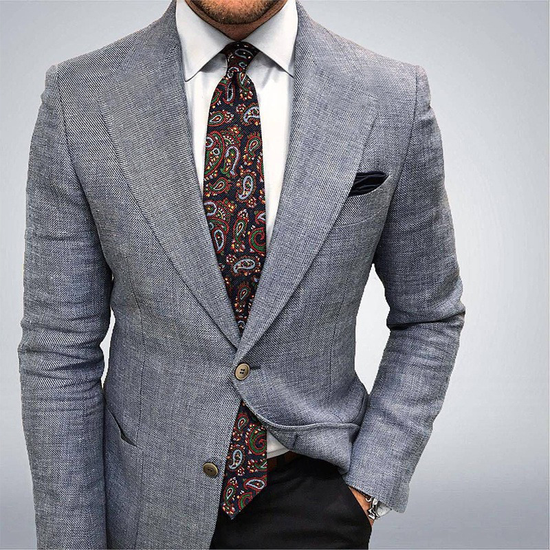 Holden - Men's Textured Tailored Blazer - Light Gray