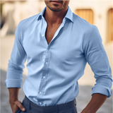 Holt - Men's Classic Long Sleeve Button-Up Shirt - Light Blue