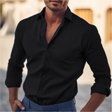 Holt - Men's Classic Long Sleeve Button-Up Shirt - Black