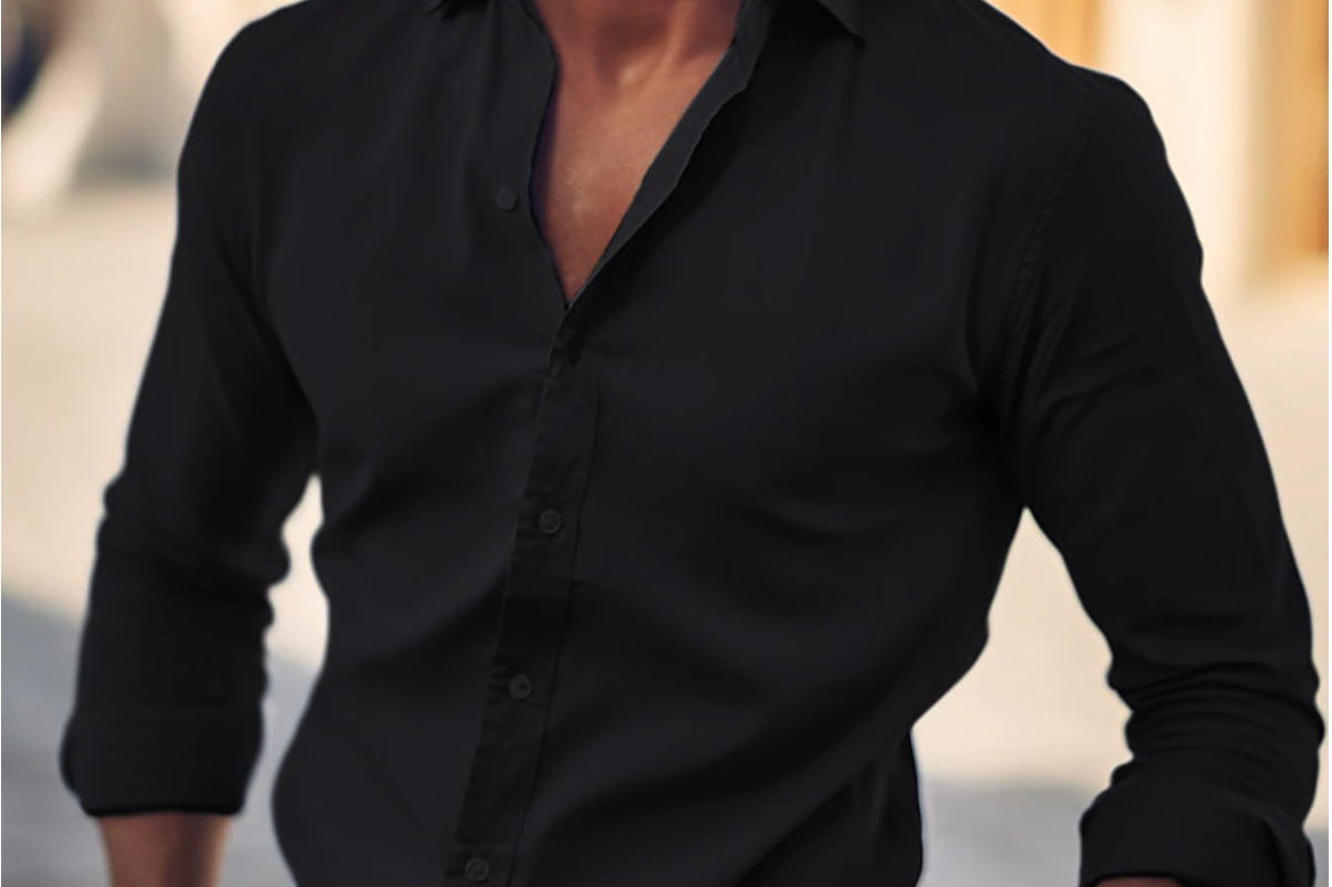 Holt - Men's Classic Long Sleeve Button-Up Shirt - Black