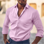 Holt - Men's Classic Long Sleeve Button-Up Shirt - Pink