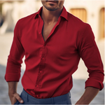 Holt - Men's Classic Long Sleeve Button-Up Shirt - Red
