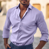 Holt - Men's Classic Long Sleeve Button-Up Shirt - Purple