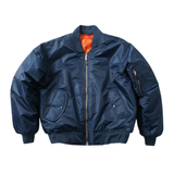 Howard - Men's Vintage Bomber Jacket with Ribbed Cuffs - Navy