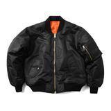 Howard - Men's Vintage Bomber Jacket with Ribbed Cuffs - Black