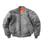 Howard - Men's Vintage Bomber Jacket with Ribbed Cuffs - Gray