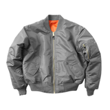 Howard - Men's Vintage Bomber Jacket with Ribbed Cuffs - Gray