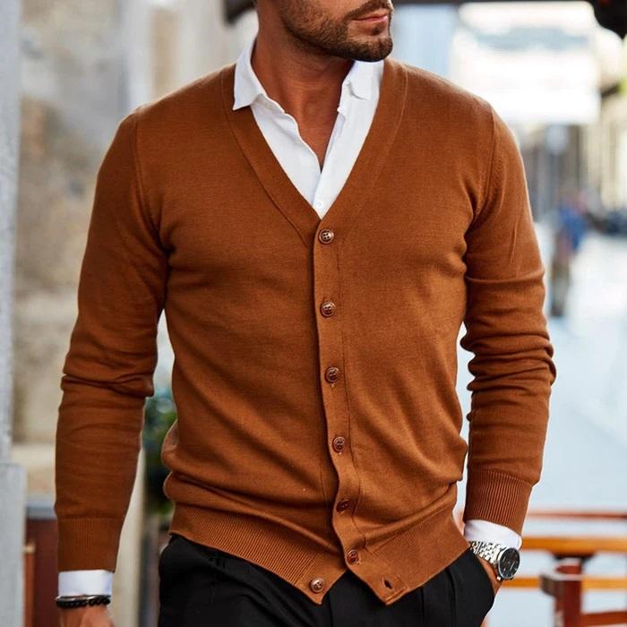 Hugo - Men's Button-Front Knit Vest - Dark Brown