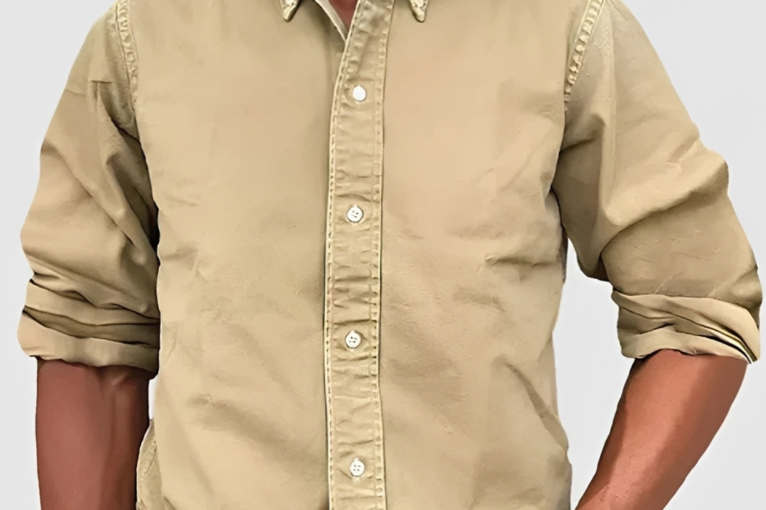 Hunter - Men's Classic Long Sleeve Shirt with Tailored Fit - Beige