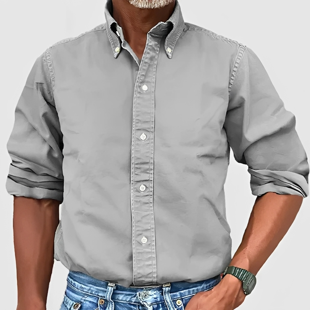 Hunter - Men's Classic Long Sleeve Shirt with Tailored Fit - Gray