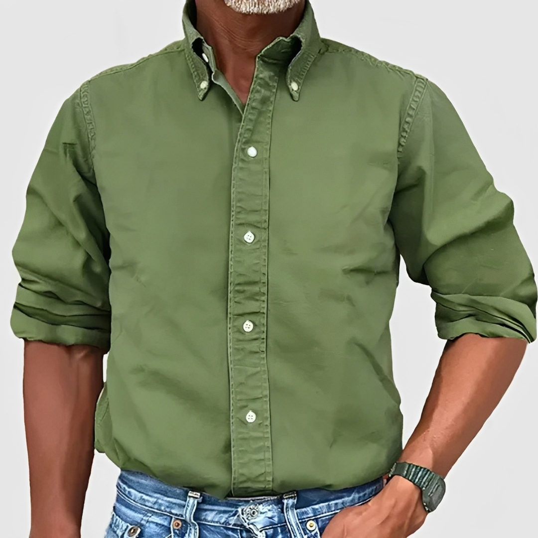 Hunter - Men's Classic Long Sleeve Shirt with Tailored Fit - Green