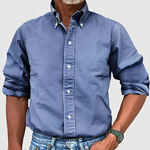 Hunter - Men's Classic Long Sleeve Shirt with Tailored Fit - Blue