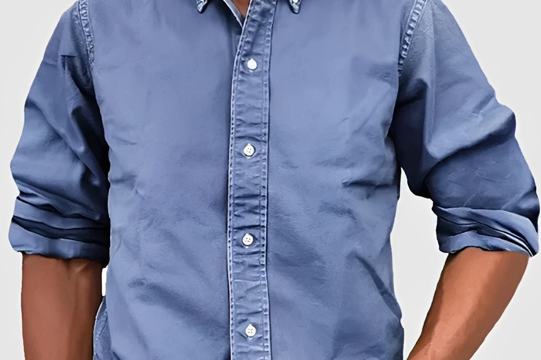 Hunter - Men's Classic Long Sleeve Shirt with Tailored Fit - Blue