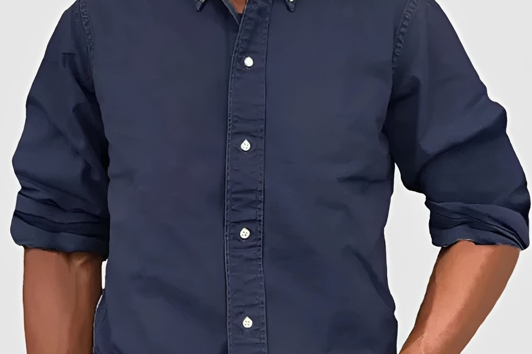 Hunter - Men's Classic Long Sleeve Shirt with Tailored Fit - Navy