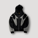 Huxley - Men's Full-Zip Hoodie with Contrast Panels - Black