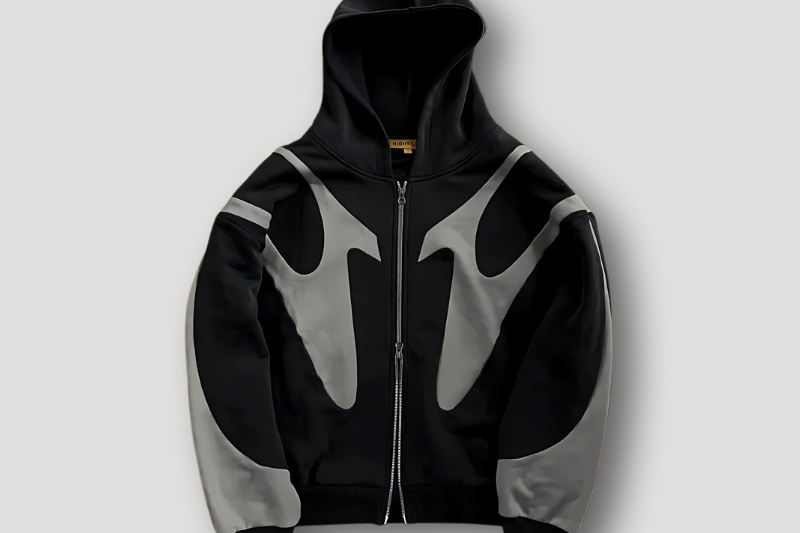 Huxley - Men's Full-Zip Hoodie with Contrast Panels - Black