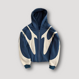 Huxley - Men's Full-Zip Hoodie with Contrast Panels - Blue