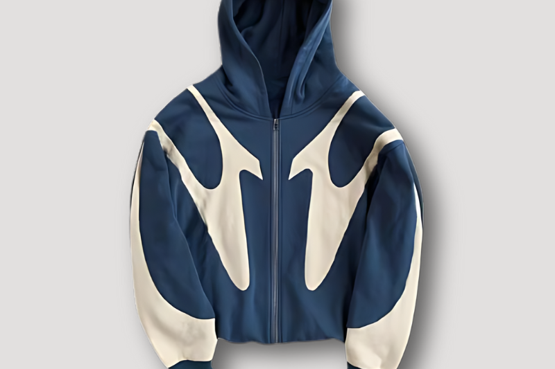 Huxley - Men's Full-Zip Hoodie with Contrast Panels - Blue