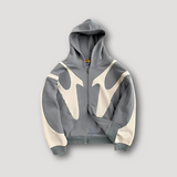 Huxley - Men's Full-Zip Hoodie with Contrast Panels - Gray