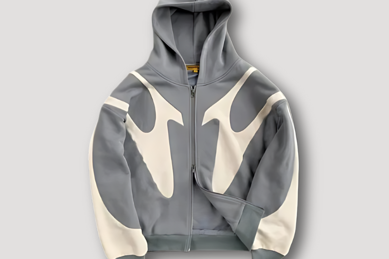 Huxley - Men's Full-Zip Hoodie with Contrast Panels - Gray