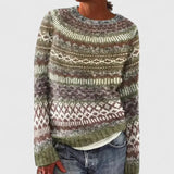 Idony - Women's Fair Isle Crew Neck Knit Jumper - Green