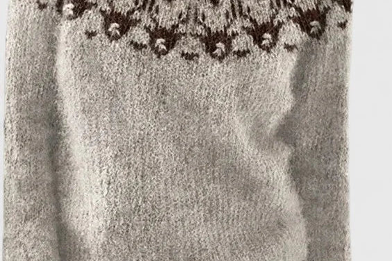 Idony - Women's Fair Isle Crew Neck Knit Jumper - Grey
