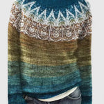 Idony - Women's Fair Isle Crew Neck Knit Jumper - Ocean Green