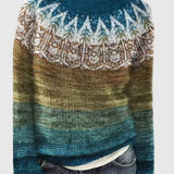 Idony - Women's Fair Isle Crew Neck Knit Jumper - Ocean Green