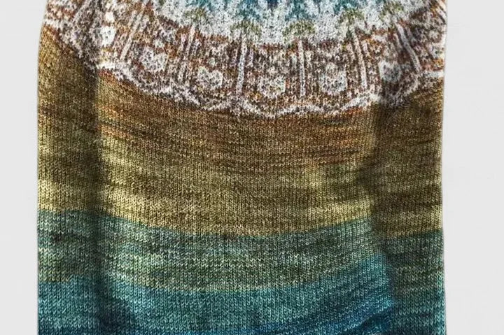 Idony - Women's Fair Isle Crew Neck Knit Jumper - Ocean Green