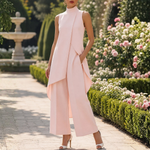 Ilse - Women's High Neck Asymmetric Wide-Leg Jumpsuit