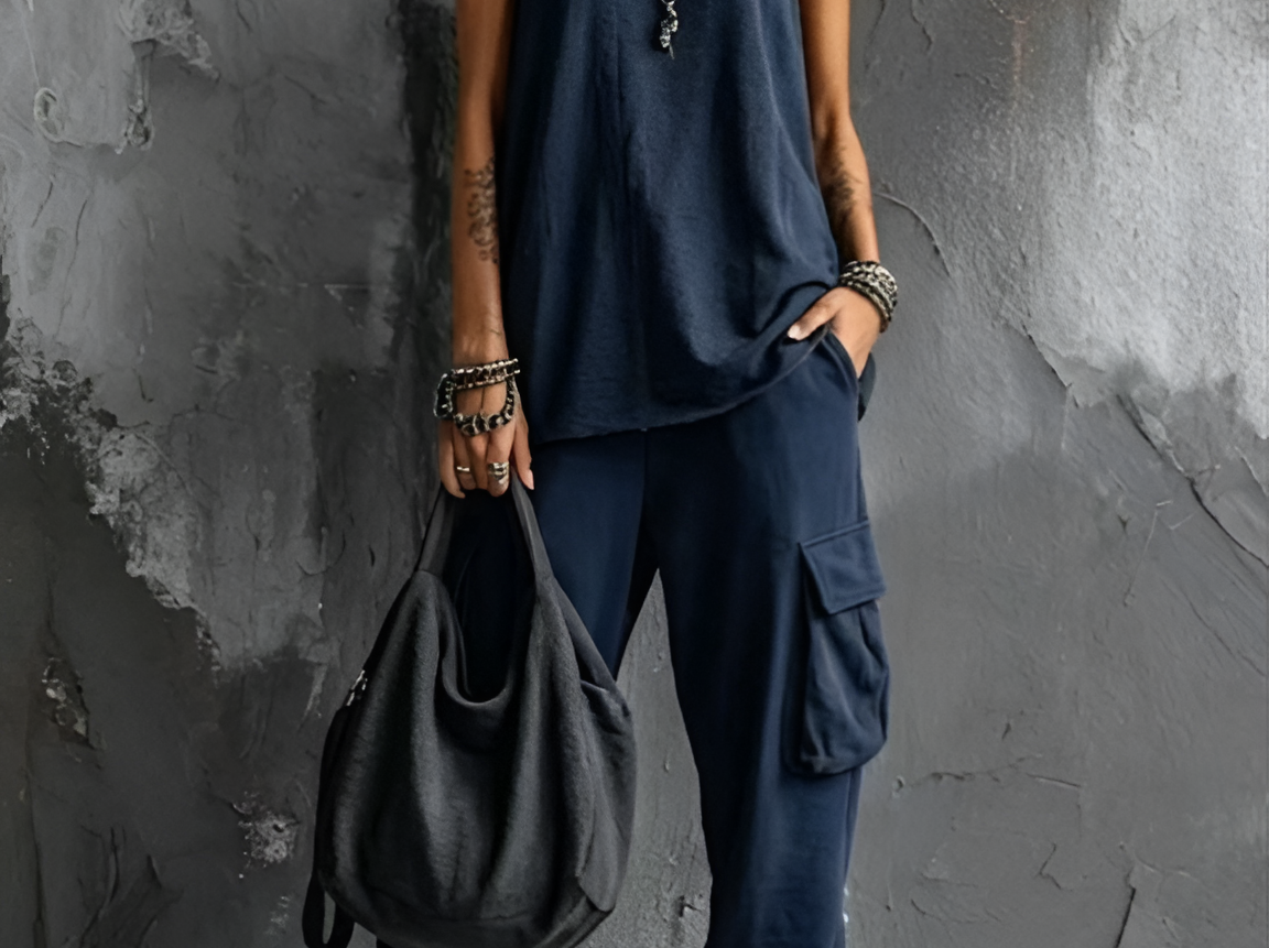Navy blue urban chic set