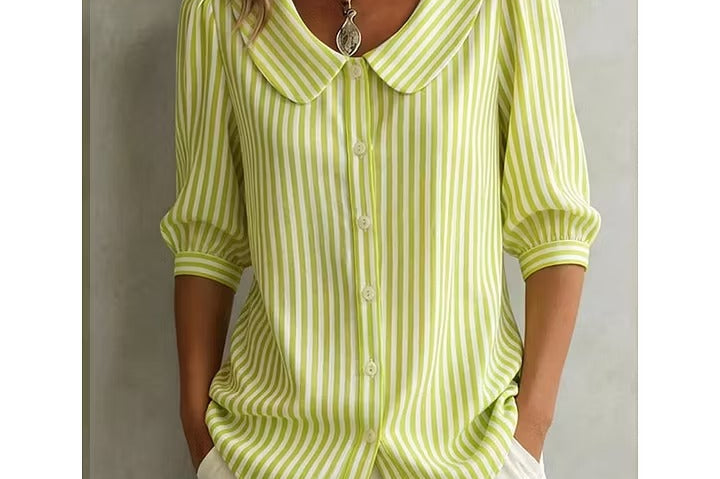 Women's Striped Button-Up Shirt | Versatile Long-Sleeve Everyday Shirt